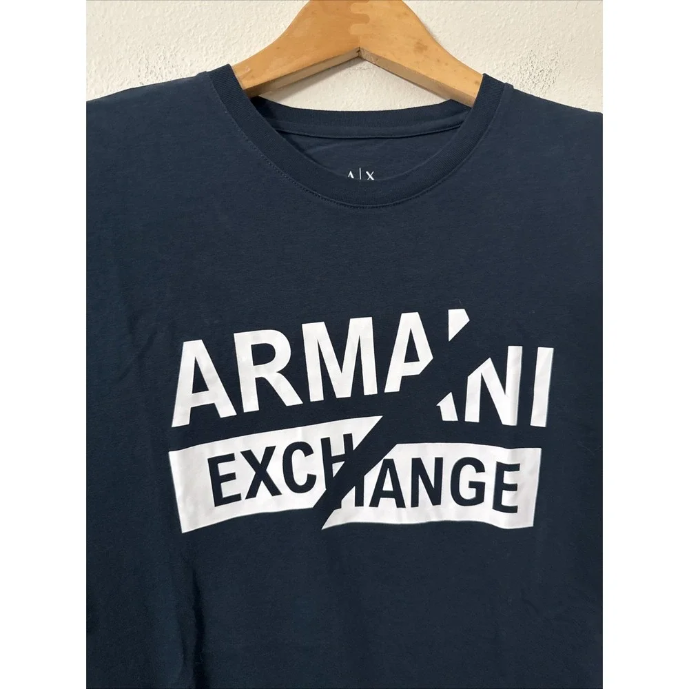ARMANI EXCHANGE Graphic Blue Short Sleeve Reg Fit Designer T-shirt Size‎ Medium